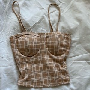 Dark yellow/tan tight tank, padding in boob area